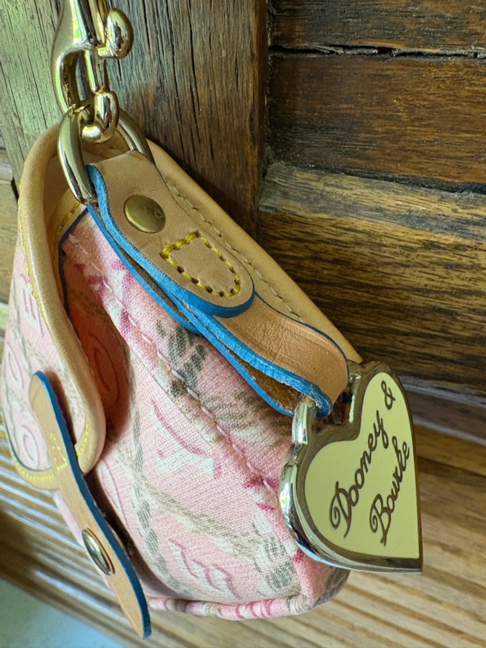 Dooney & Bourke Wristlet / Key Pouch Charm– Pink DB Logo – Y2K - Picture 2 of 10